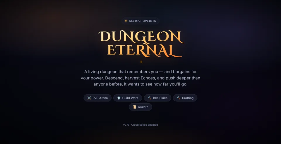 Dungeon Eternal public development title screen