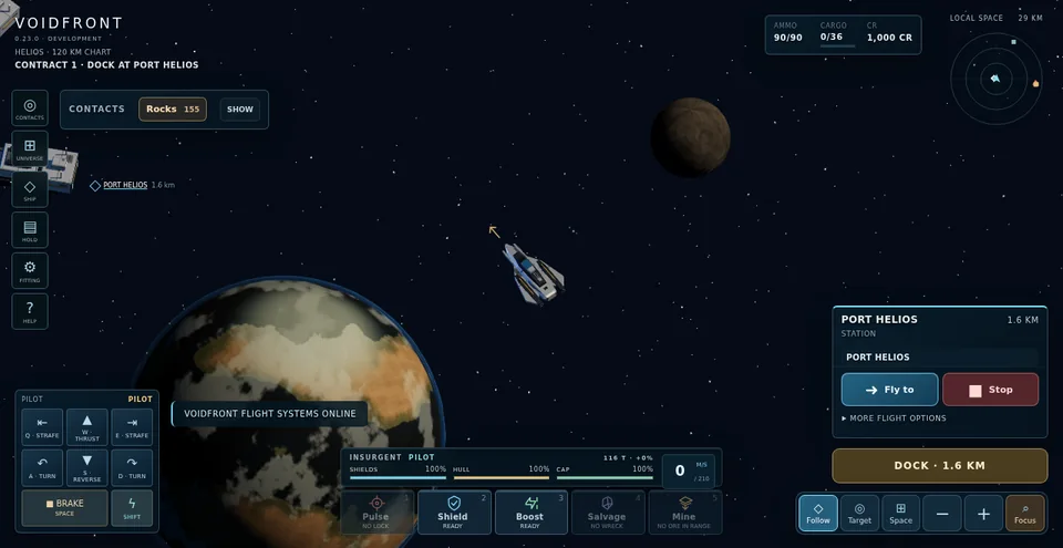 Ship and nearby space in the public prototype